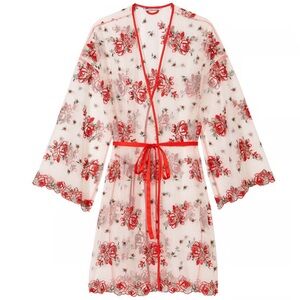 Victoria's Secret Floral Embroidered Sheer Wrap Robe - Size XL/XXL